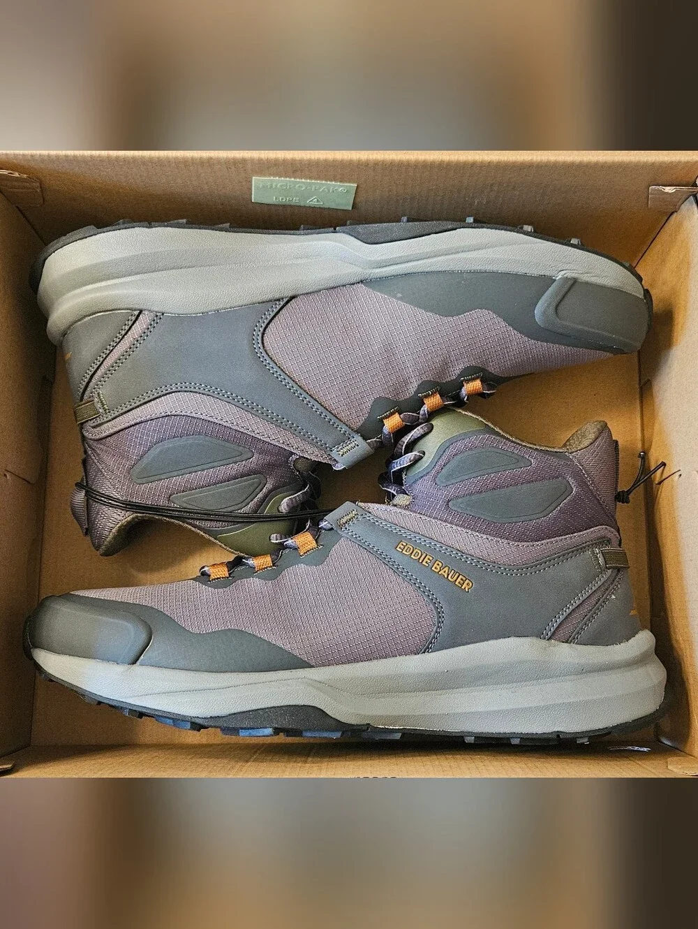 Eddie Bauer Gray and Brown Mid-Top Hiking Boots